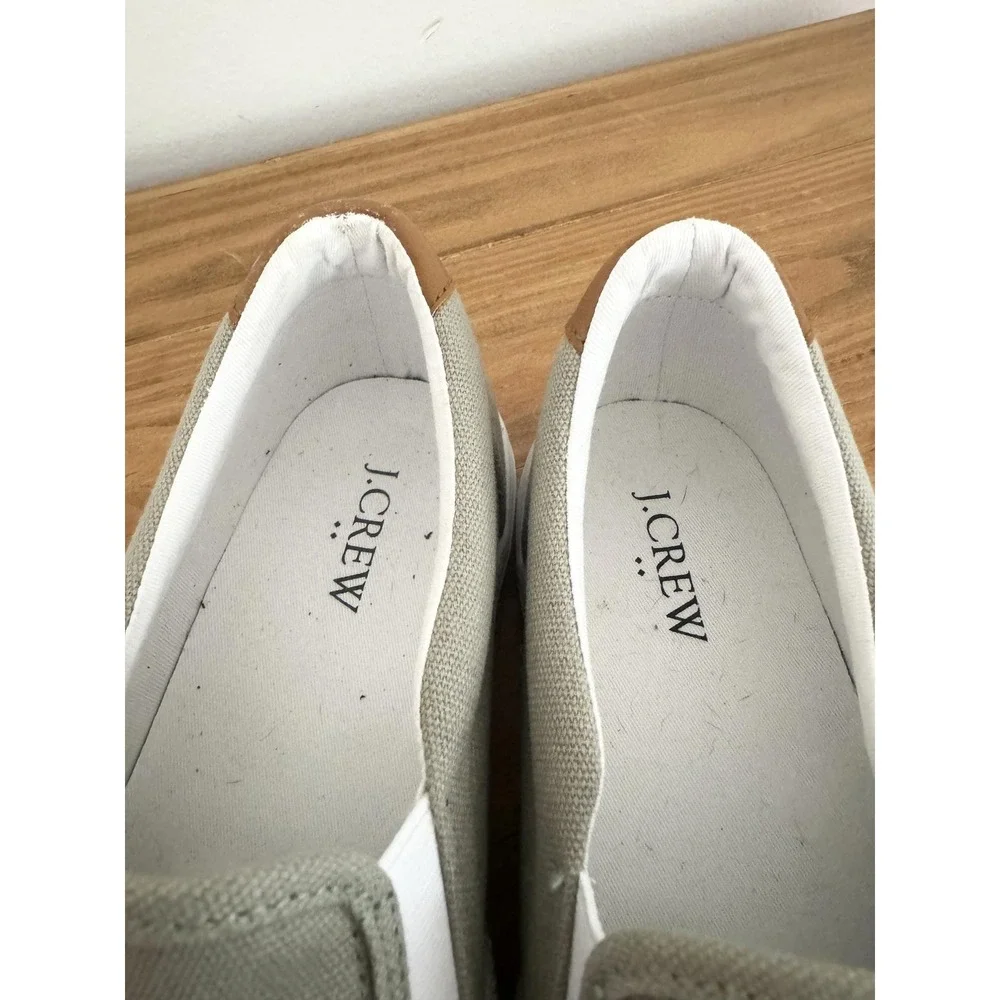 J. Crew Men's‎ Canvas Slip On Casual Sneakers Khaki Tan Size
